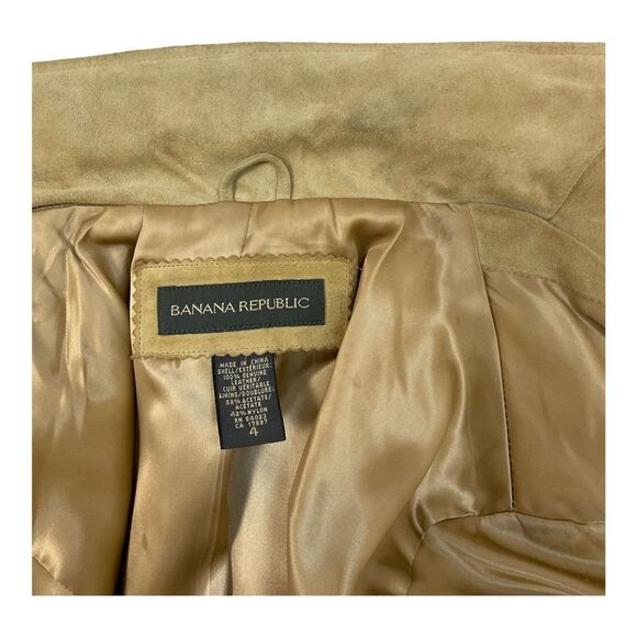 Banana Republic Women's Beige Tan Suede Leather Blazer Jacket Size 4 - Picture 8 of 15